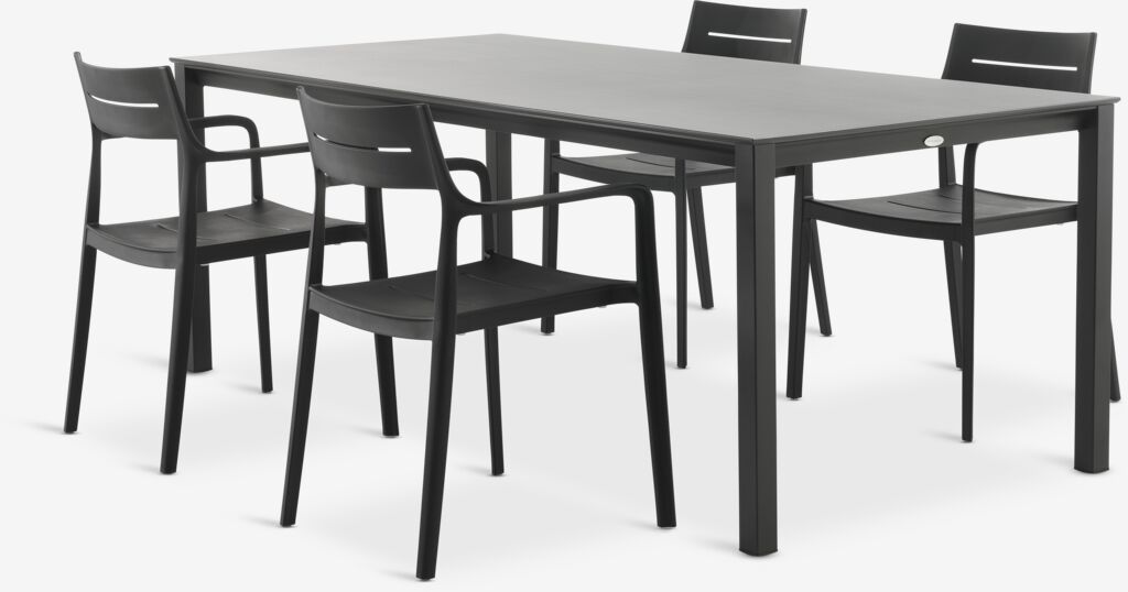 LANGET L207 Tisch + 4 INGSTRUP Stühle schwarz