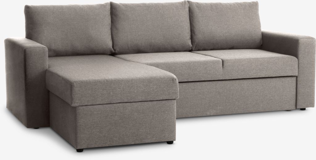 Schlafsofa mit chaiselongue MARSLEV Stoff hellgrau