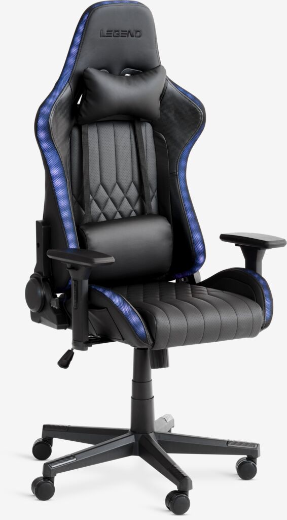 Gaming-Stuhl RANUM mit LED Kunstleder schwarz/schwarz