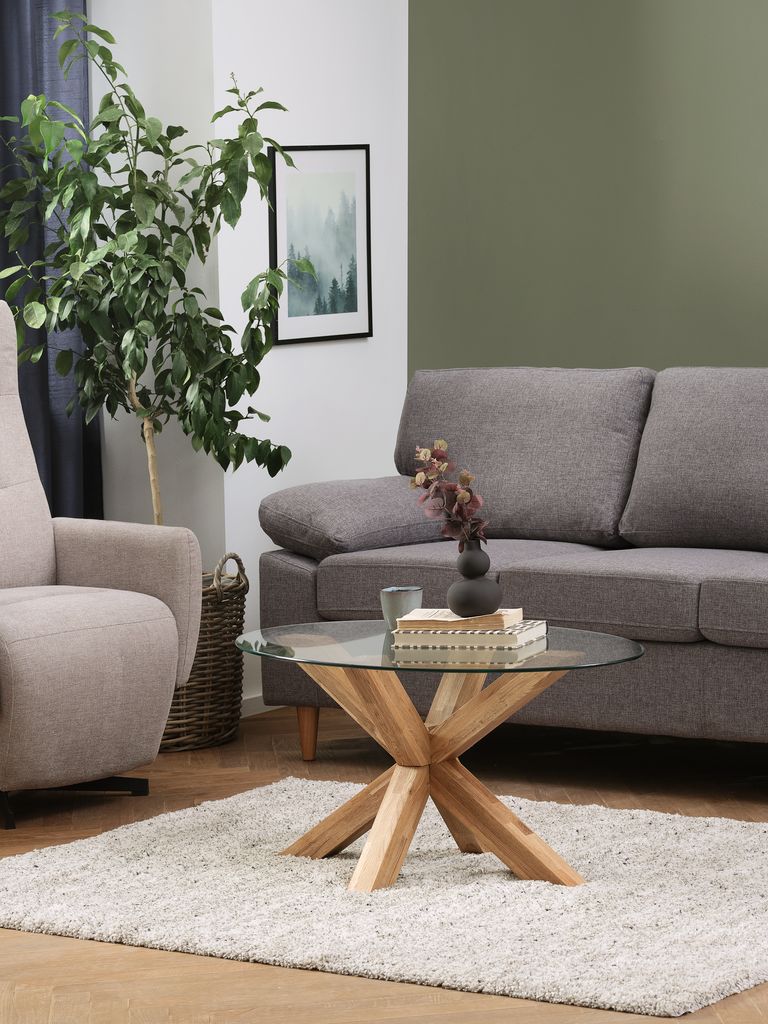 Couchtisch AGERBY 60x100 Glas/Eiche natur