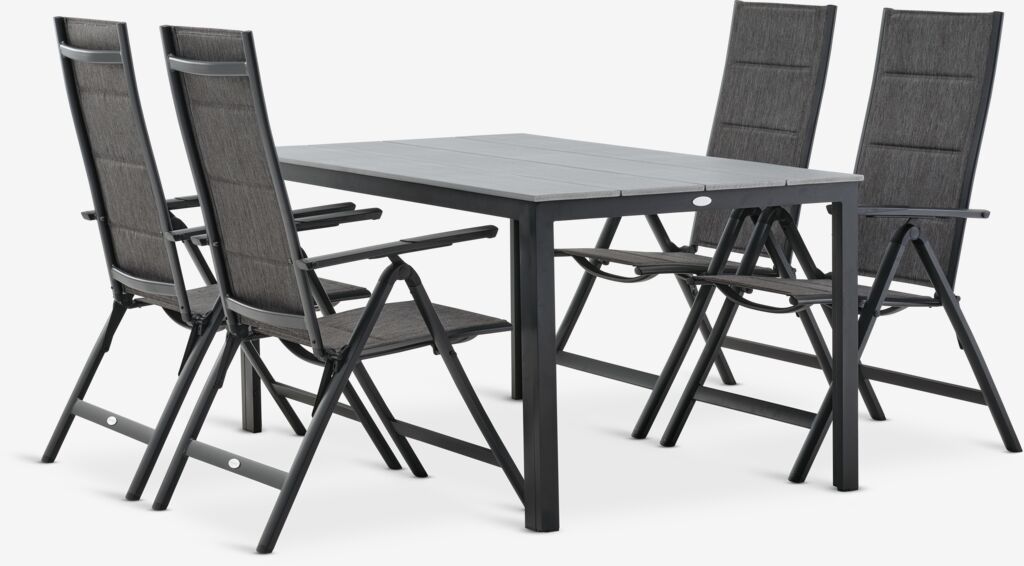 MARIELYST L150 Tisch + 4 MYSEN Stühle grau