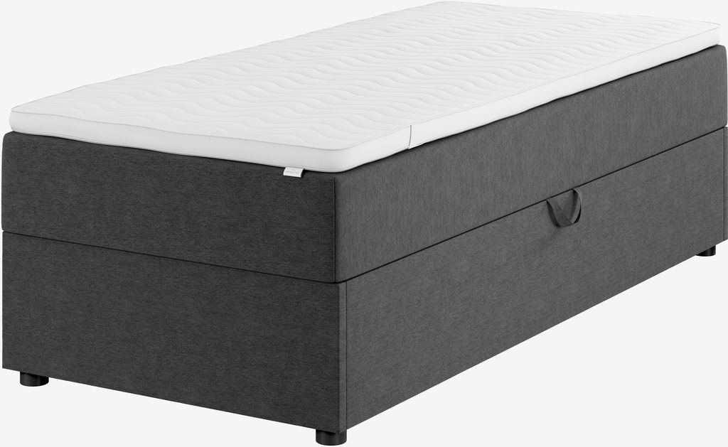 Boxspringbett 90x200 TYLDA Stauraum grau-40 medium