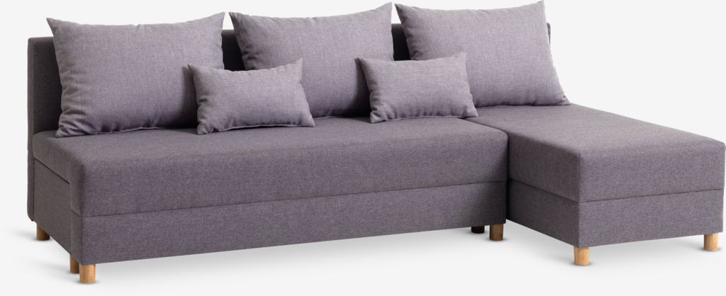 Schlafsofa Chaiselongue HAMPEN grau/Eiche