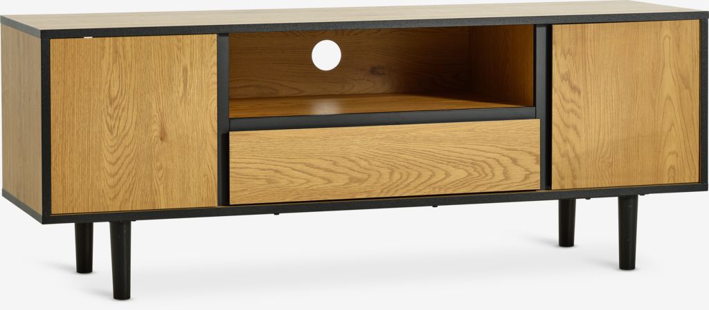 TV-Bank ODENSE 2 Türen 1 Schublade Eiche warm/schwarz