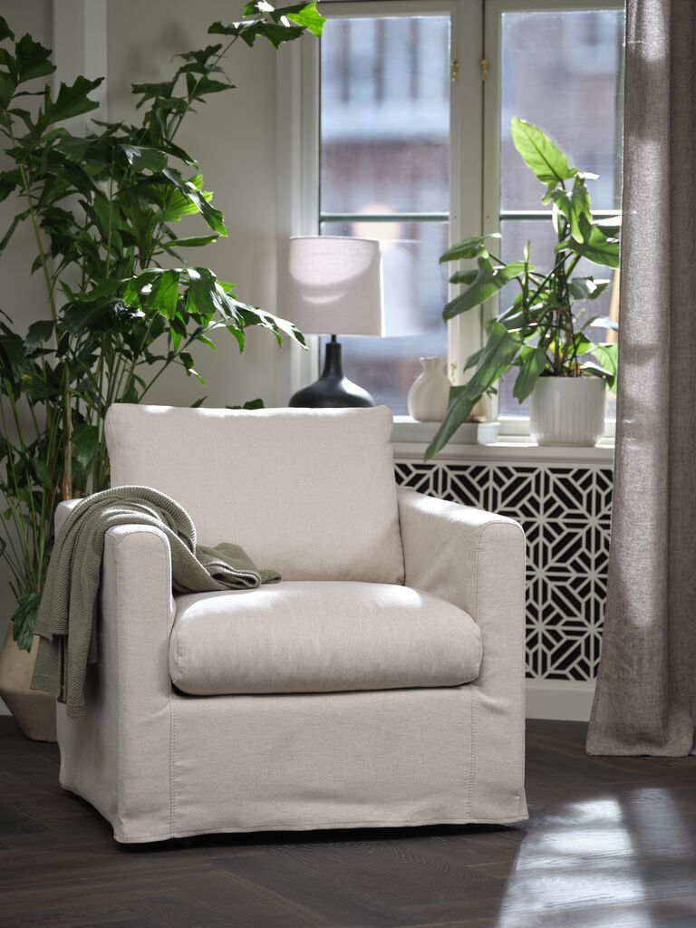 Sessel LYNGAA beige abnehmbarer Bezug beige Stoff