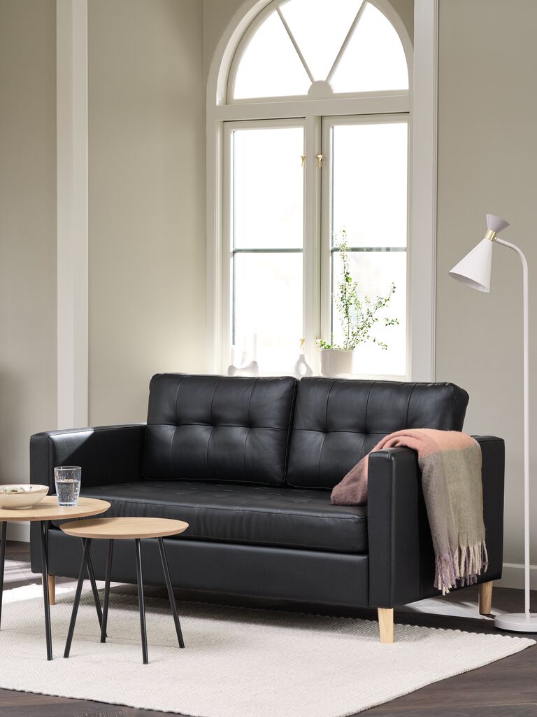 Sofa FALSLEV 2-Sitzer schwarz Kunstleder