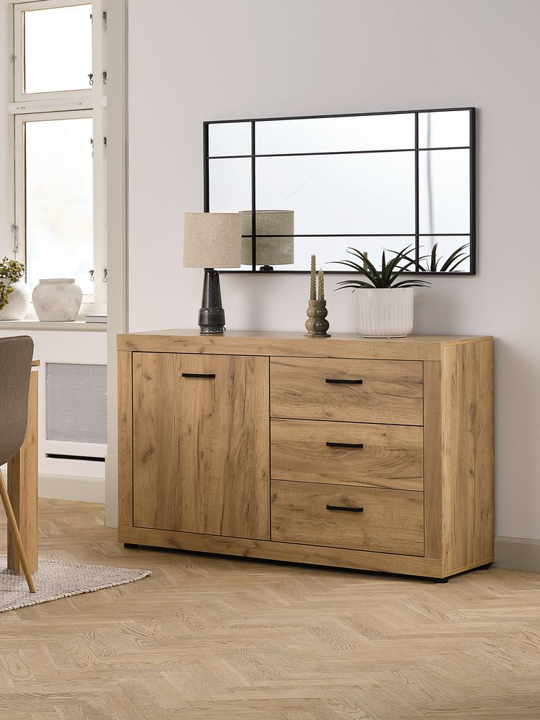 Sideboard LINTRUP 1 Tür 3 Sch. wilde natürliche Eichenfarbe