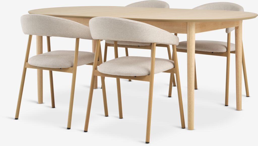 MARSTRAND L200 Tisch Eiche natur + 4 EJSING beige