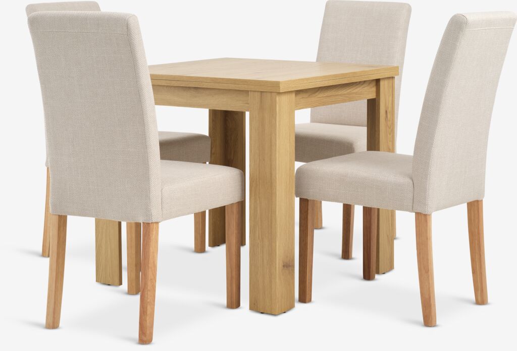 JUNGEN L80/160 Tisch Eiche warm + 4 TUREBY Stühle beige