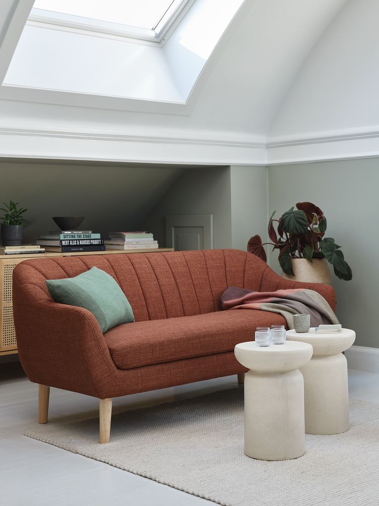 Sofa EGEDAL 2,5-Sitzer Stoff Terrakotta Stoff/ Eiche