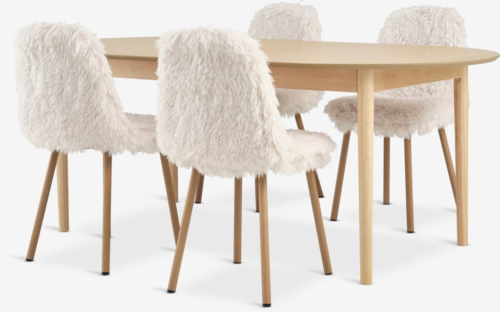 MARSTRAND L200 Tisch Eiche natur + 4 JONSTRUP Stühle Teddy
