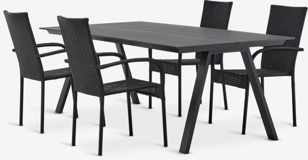 FAUSING L220 Tisch + 4 GUDHJEM Stühle schwarz