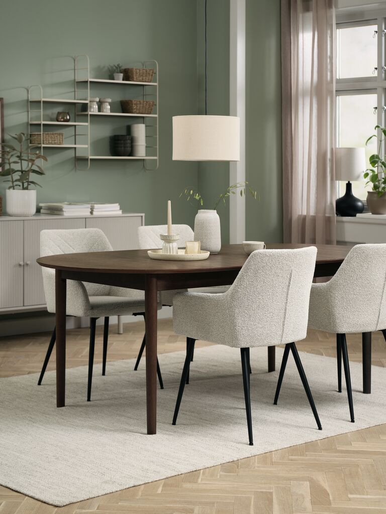 MARSTRAND L200/280 Tisch d.eiche + 4 PURHUS off-white