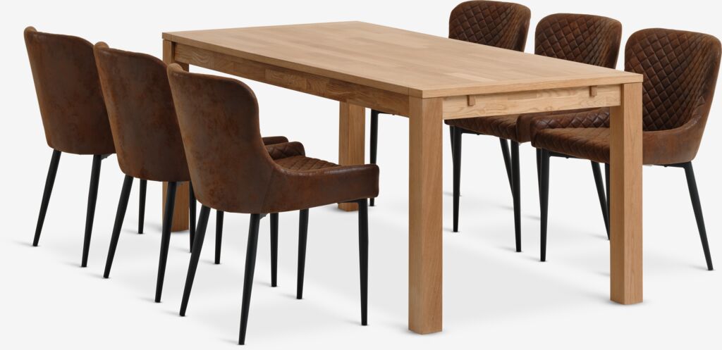 HAGE L190 Tisch Eiche natur + 4 PEBRINGE braun/schwarz
