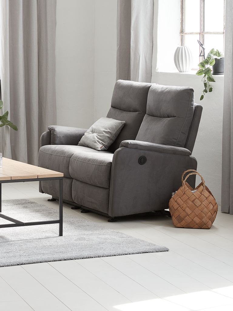 Relaxsofa ABILDSKOV grau Stoff Kunstleder