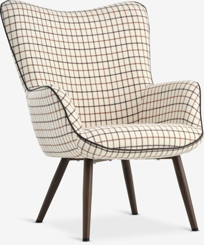 Sessel BIERSTED kariert beige/braun Stoff