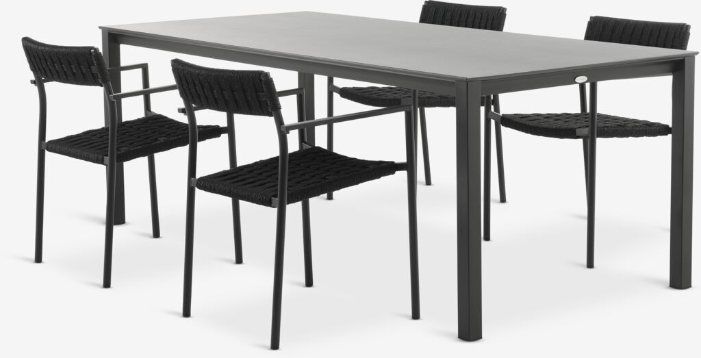 LANGET L207 Tisch + 4 TRILLEVALLEN Stuhl schwarz
