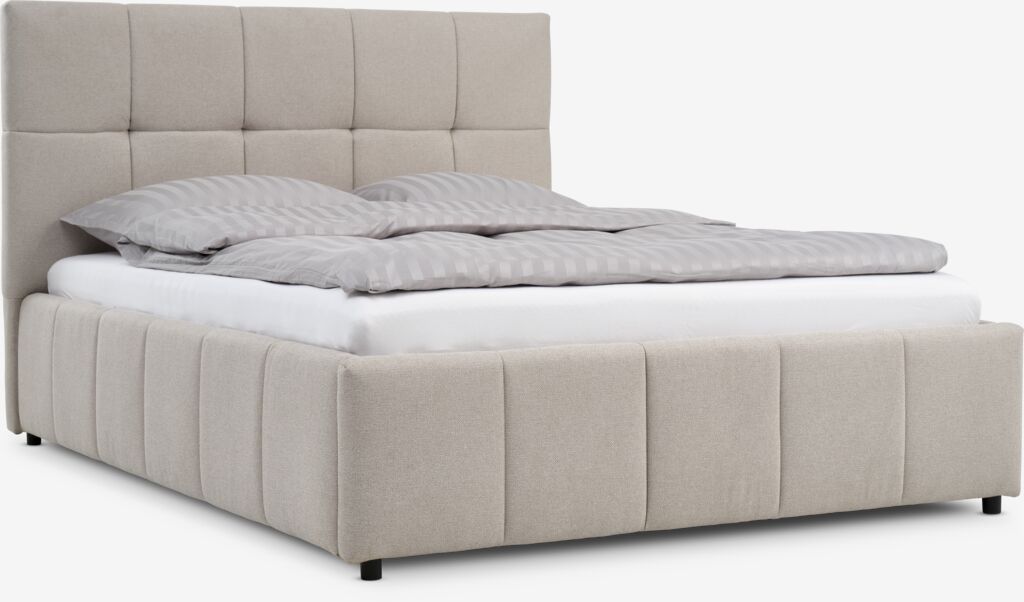 Bettgestell VEMMELEV m/Stauraum 140x200 beige Stoff