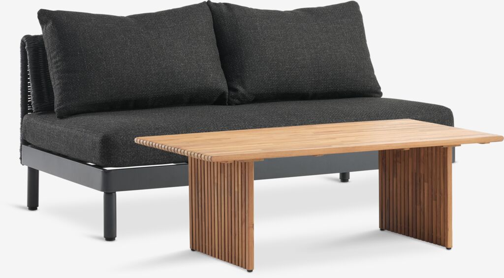 Lounge-Set LOFSDALEN natur + VOSS 2 Pers. schwarz