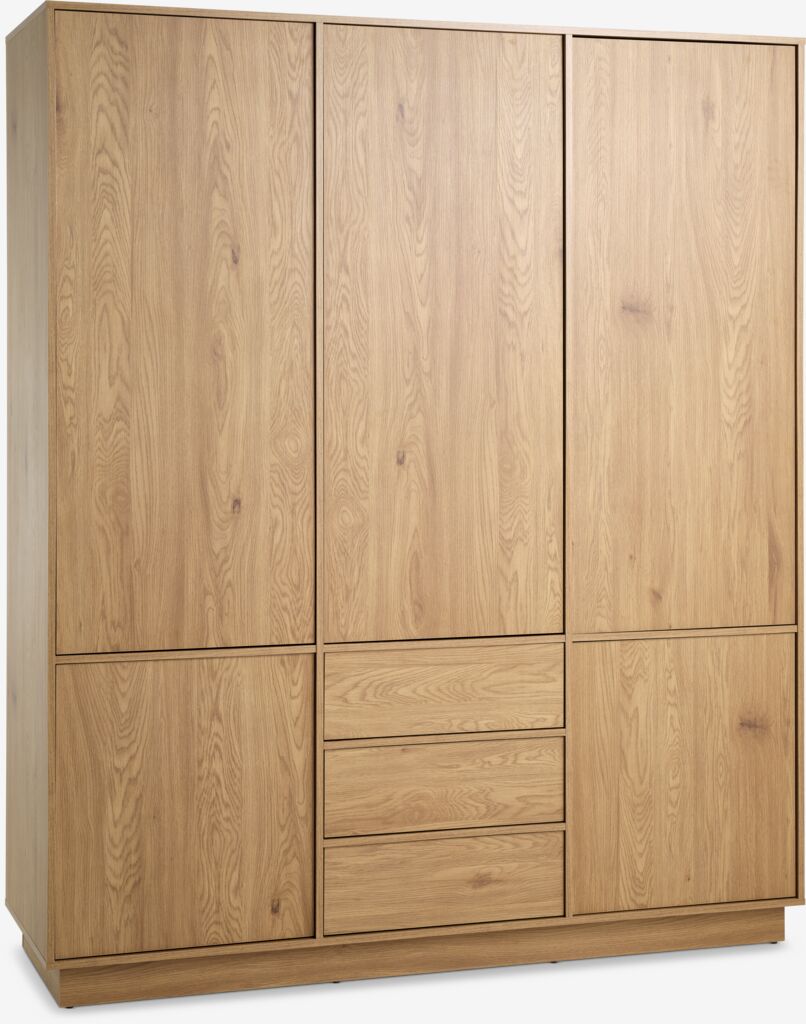 Kleiderschrank TRANUM 180x214 5 Türen 3 Schubl. Eichenfarbe