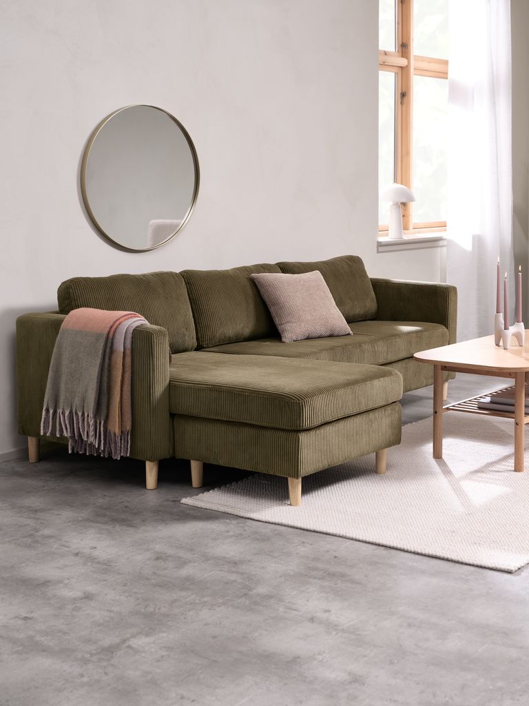 Sofa FALSLEV Chaiselongue Cord olivgrün