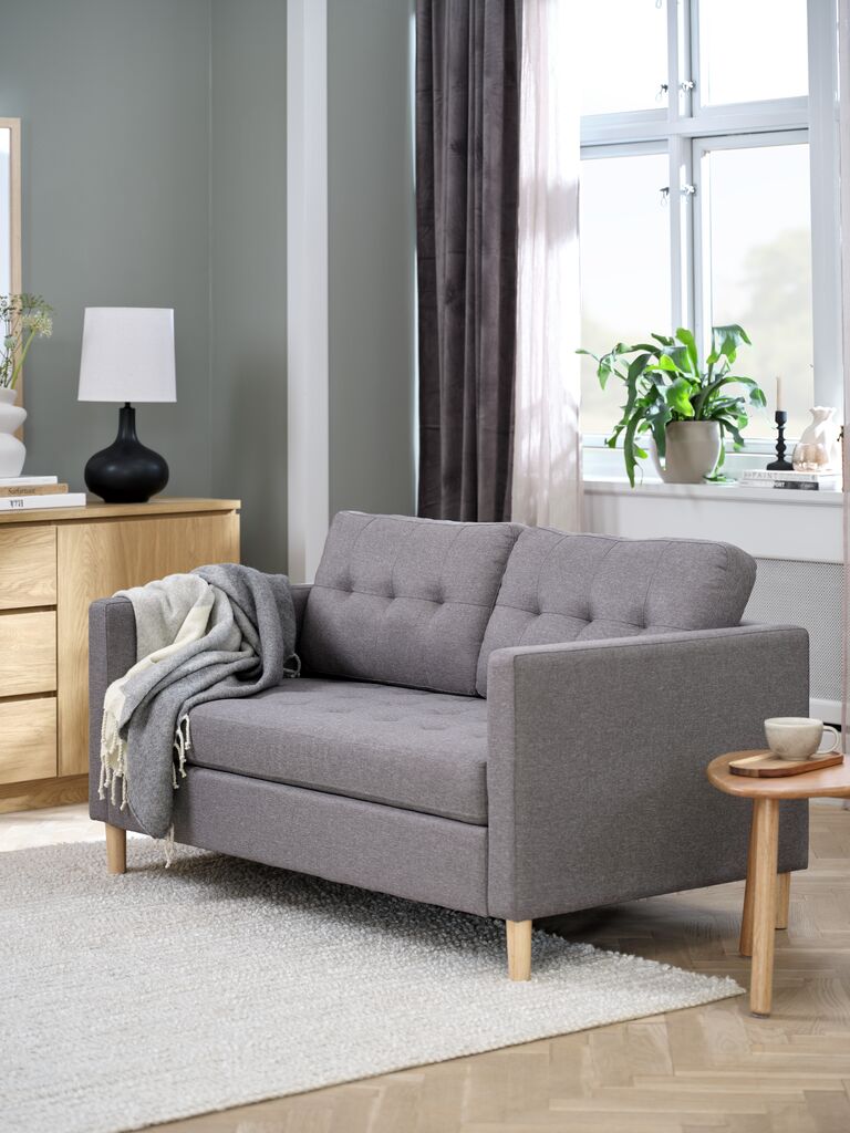 Sofa FALSLEV 2-Sitzer grau Stoff
