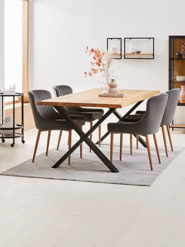 Esstisch ROSLEV 95x200 Eiche natur/schwarz