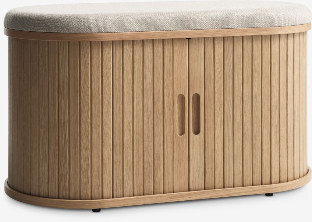 Sitzbank LYNGVIG Rollläden beige/Eiche natur