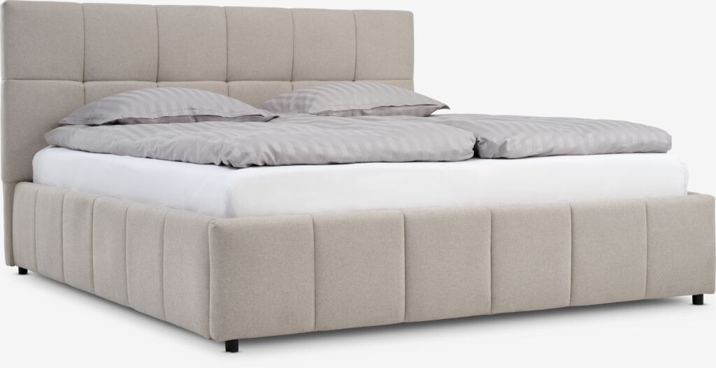 Bettgestell VEMMELEV m/Stauraum 180x200 beige Stoff