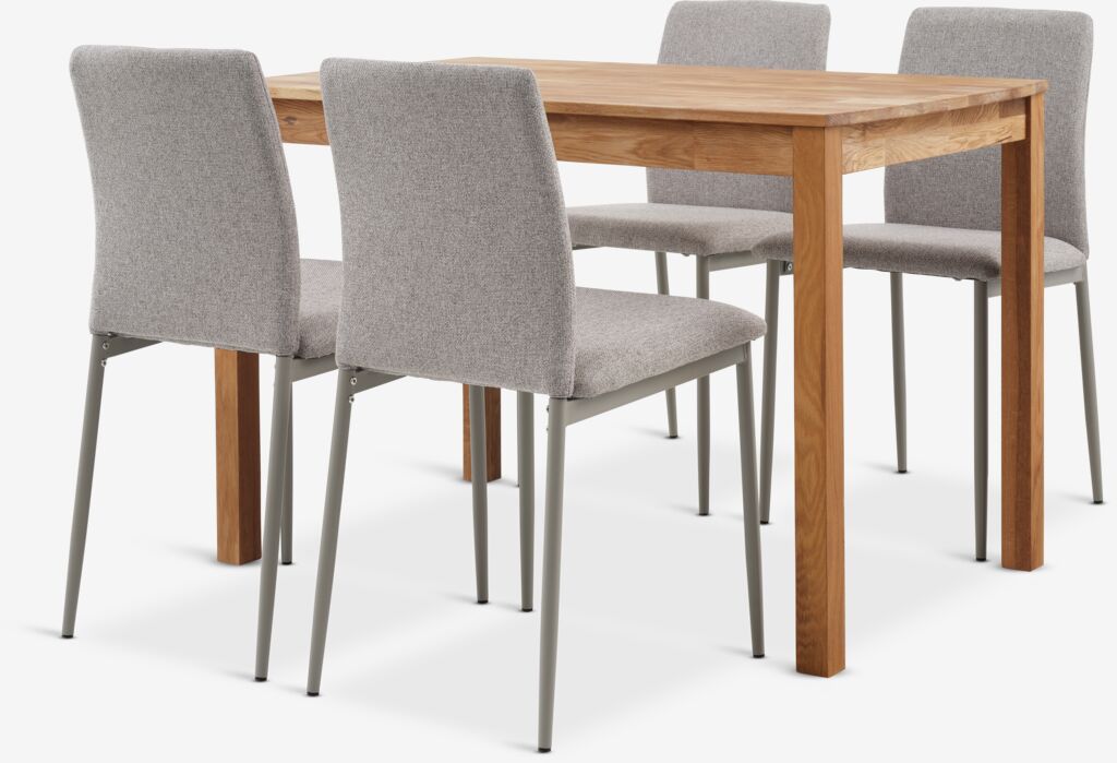 JEGERUP L115 Tisch Eiche natur + 4 BRANDE Stühle beige