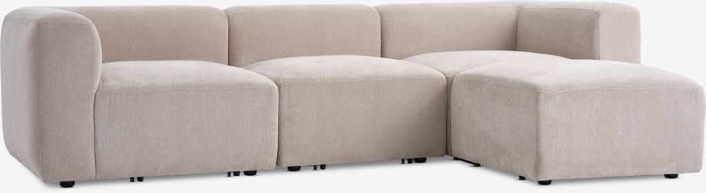 Modulares Sofa SKEJBY 3Pers. m/ Hocker Stoff beige