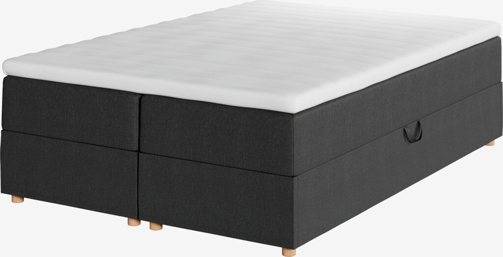 Boxspringbett 140x200 SKAUMA + FLYA Grau-40 sehr fest