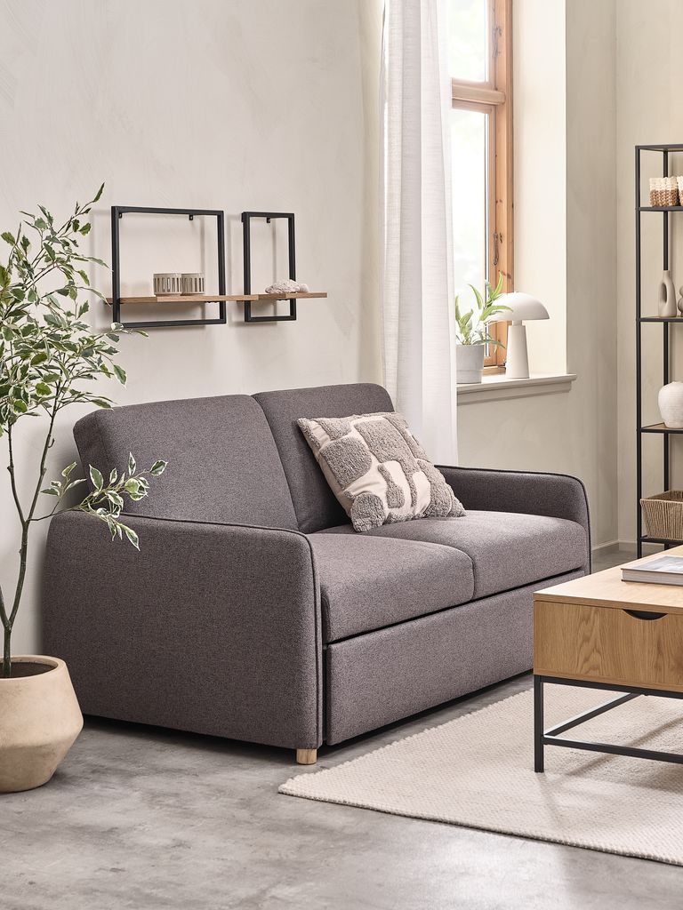 Schlafsofa LYSTRUP 2-Sitzer dunkelgrau Stoff