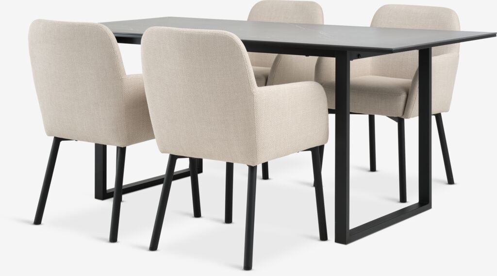MOSELUND L180 Tisch Keramik + 4 SOTTRUP Stühle beige