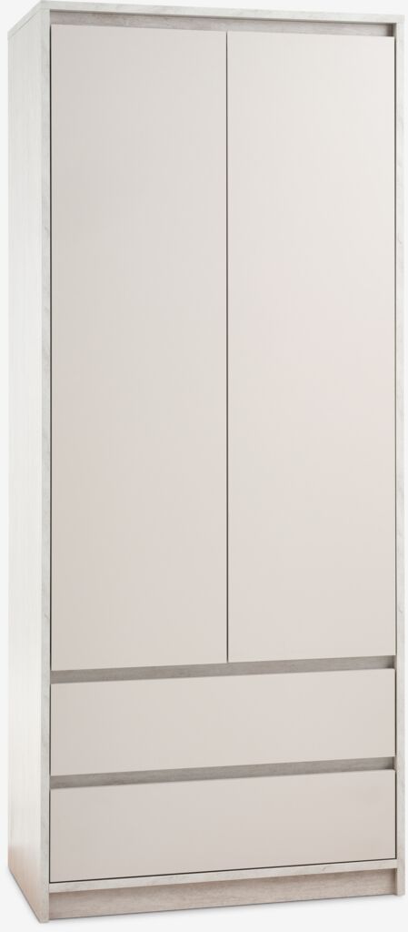 Kleiderschrank BILLUND 80x193 2 Türen 2 Schubladen Travertin