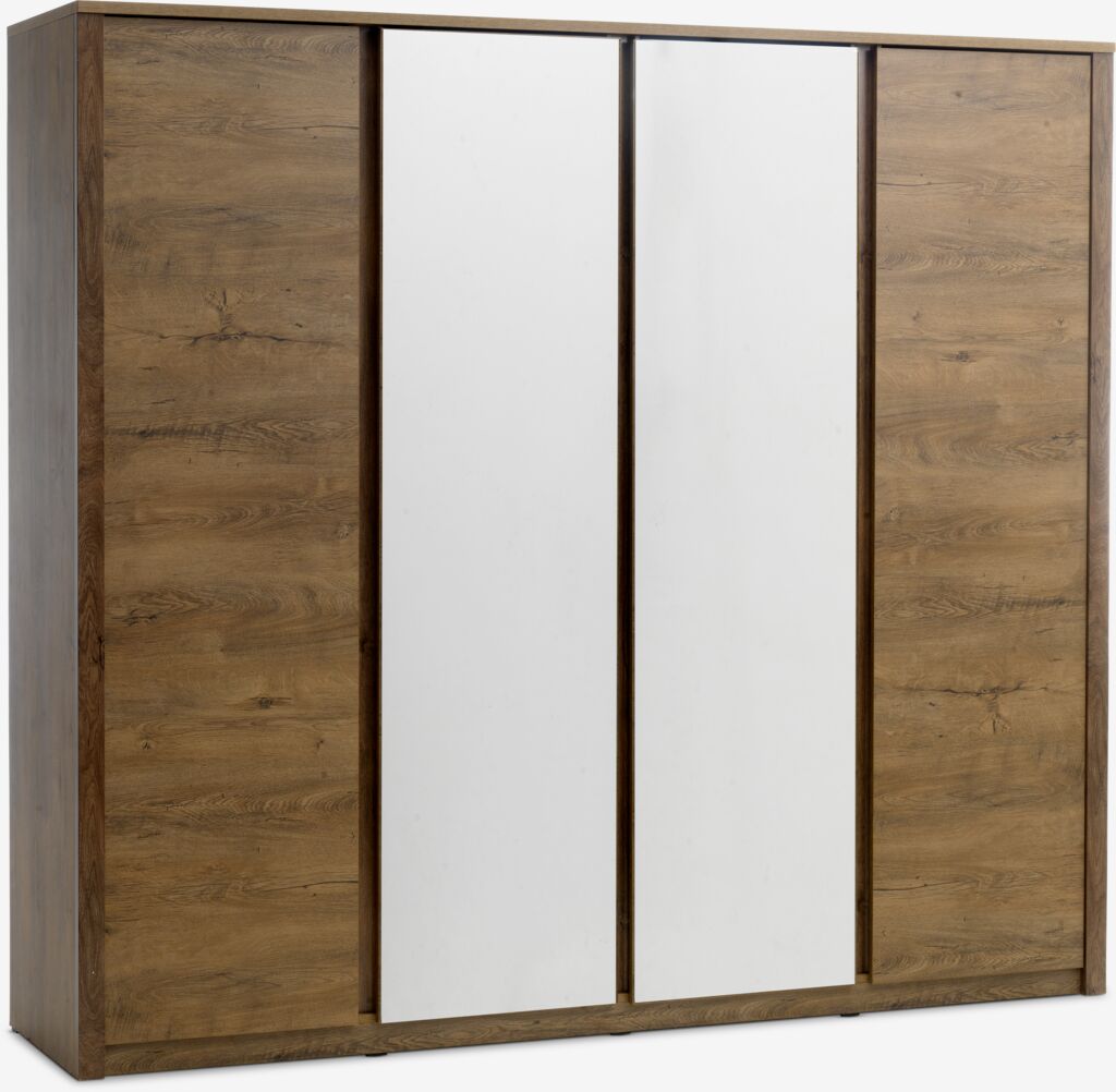 Kleiderschrank VEDDE 220x197 m/Spiegel Wildeiche dunkel