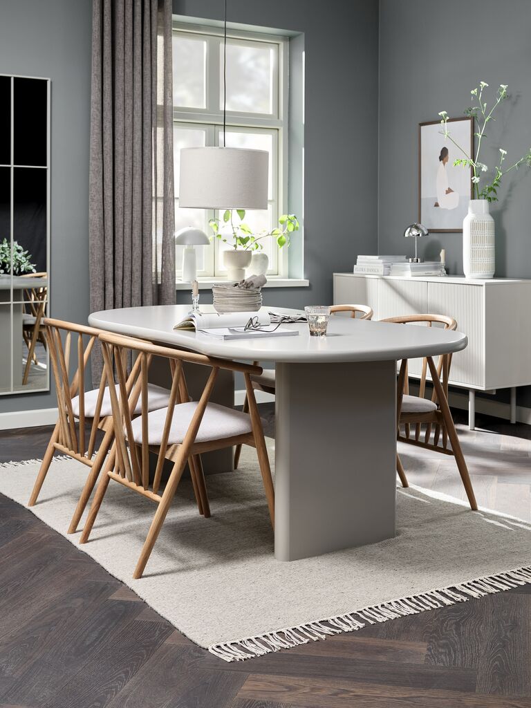 VORDINGBORG L198 Tisch beige + 4 LYKSBORG Stühle Eiche