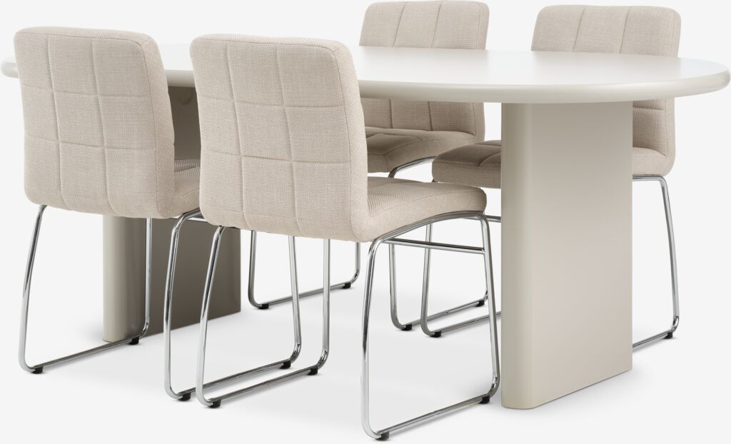 VORDINGBORG L198 Tisch beige + 4 HAMMEL Stühle beige