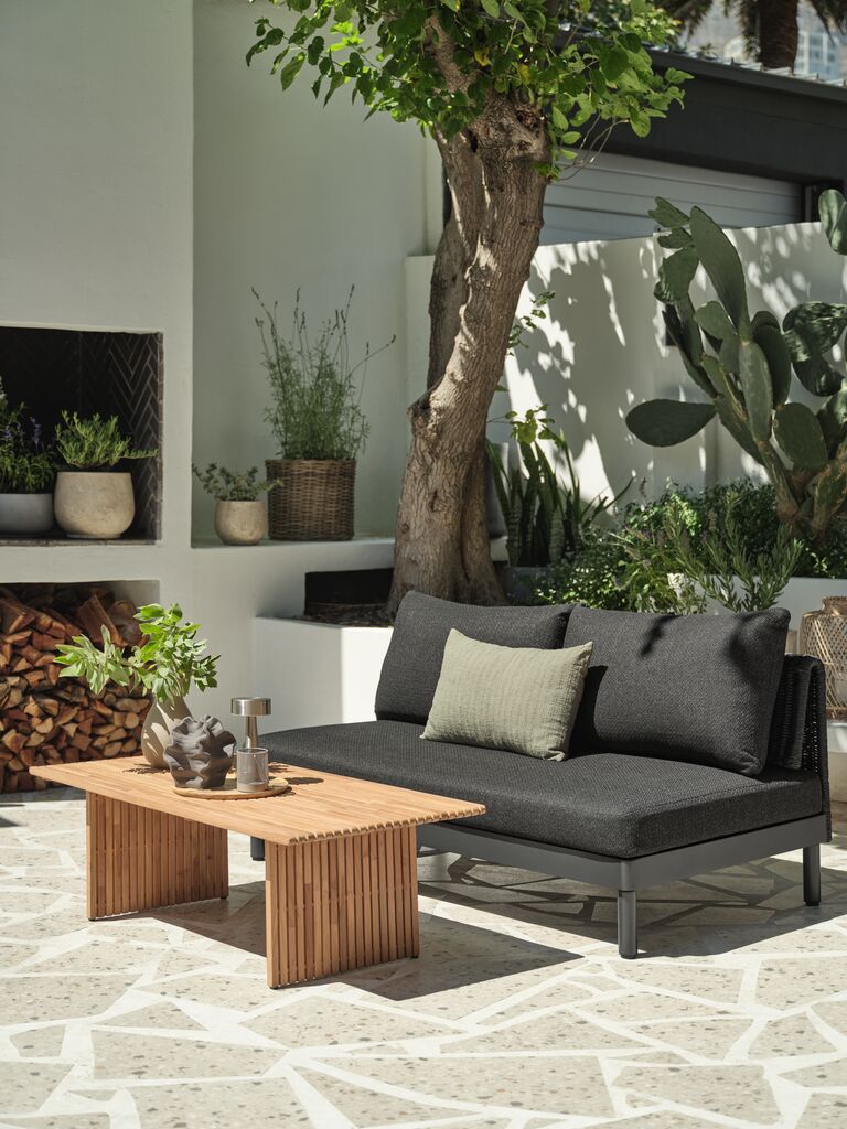 Lounge-Set LOFSDALEN natur + VOSS 2 Pers. schwarz