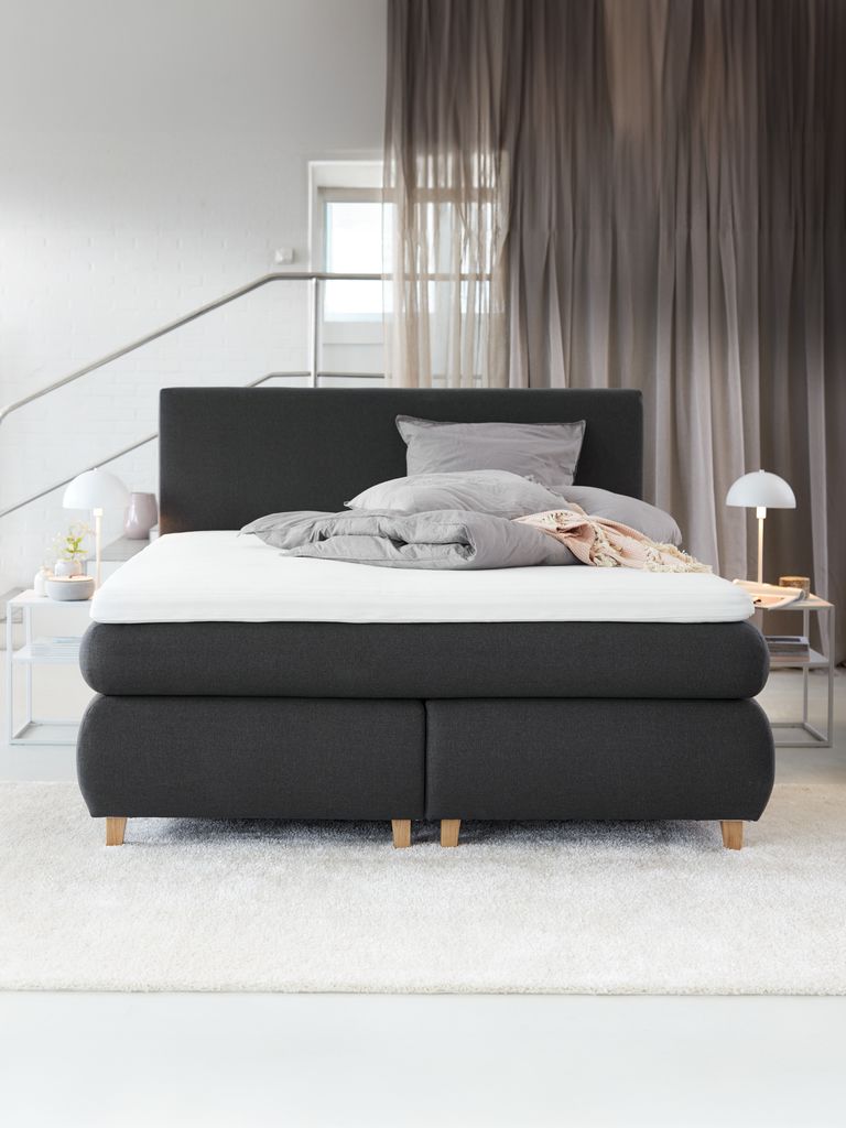 Boxspringbett 90x200cm ANDELVA grau-41 sehr fest