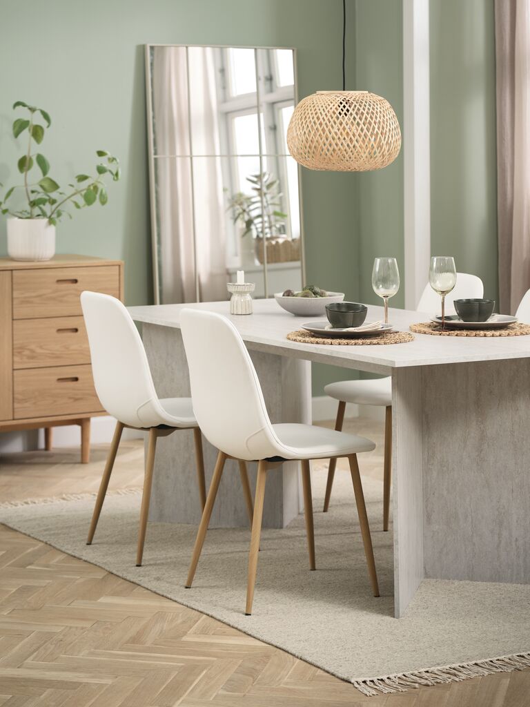 KRONDAL L180 Tisch travertin + 4 JONSTRUP Stühle weiß