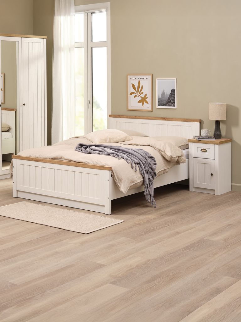Bettgestell MARKSKEL 180x200 Wildeiche natur/weiß