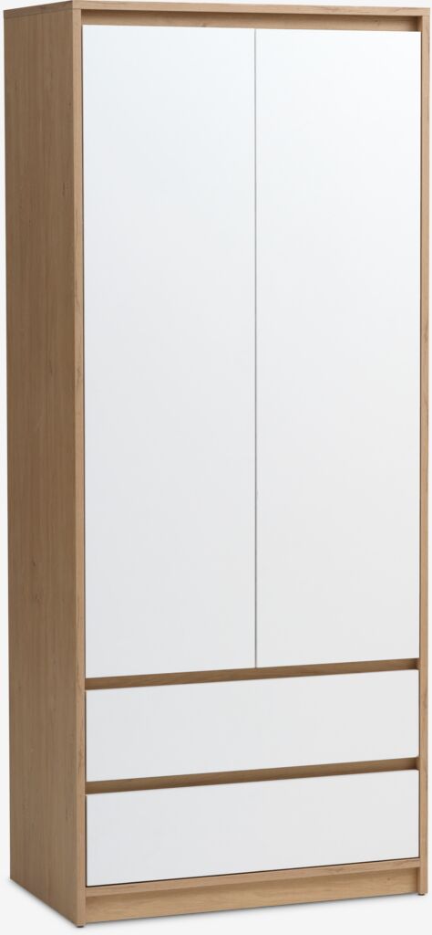 Kleiderschrank BILLUND 80x193 2 T 2 S weiß/natur eichefarben