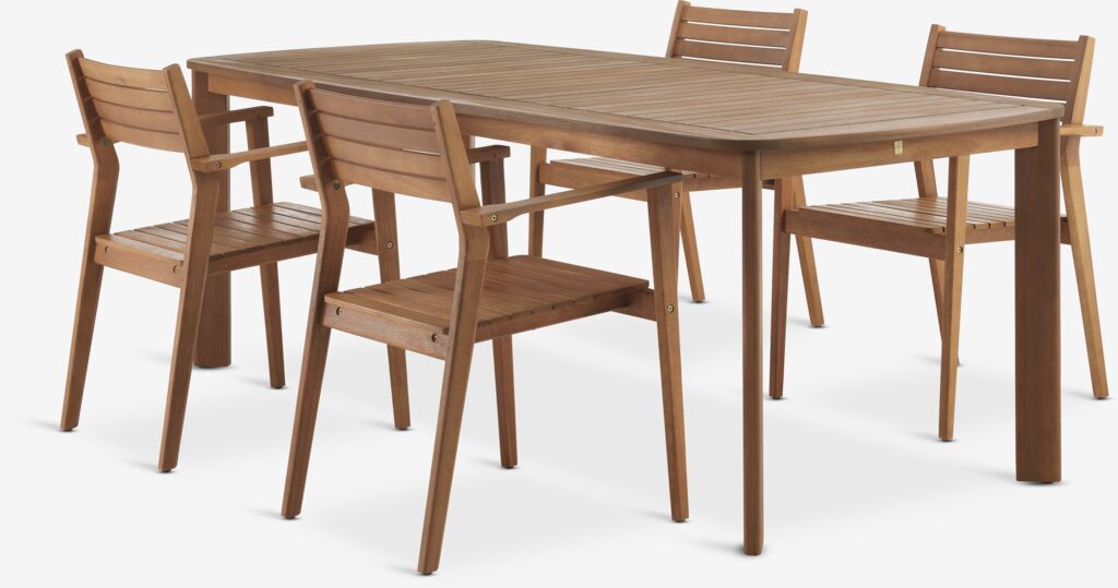 UVDAL L223 Tisch + 4 HAMRA Stuhl Hartholz