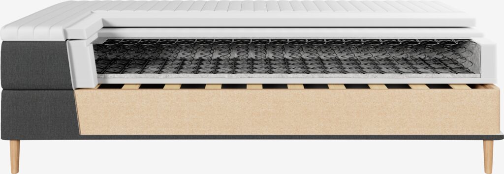 Boxspringbett 140x200 VELFJORDEN + FLYA Grau-40 Fest