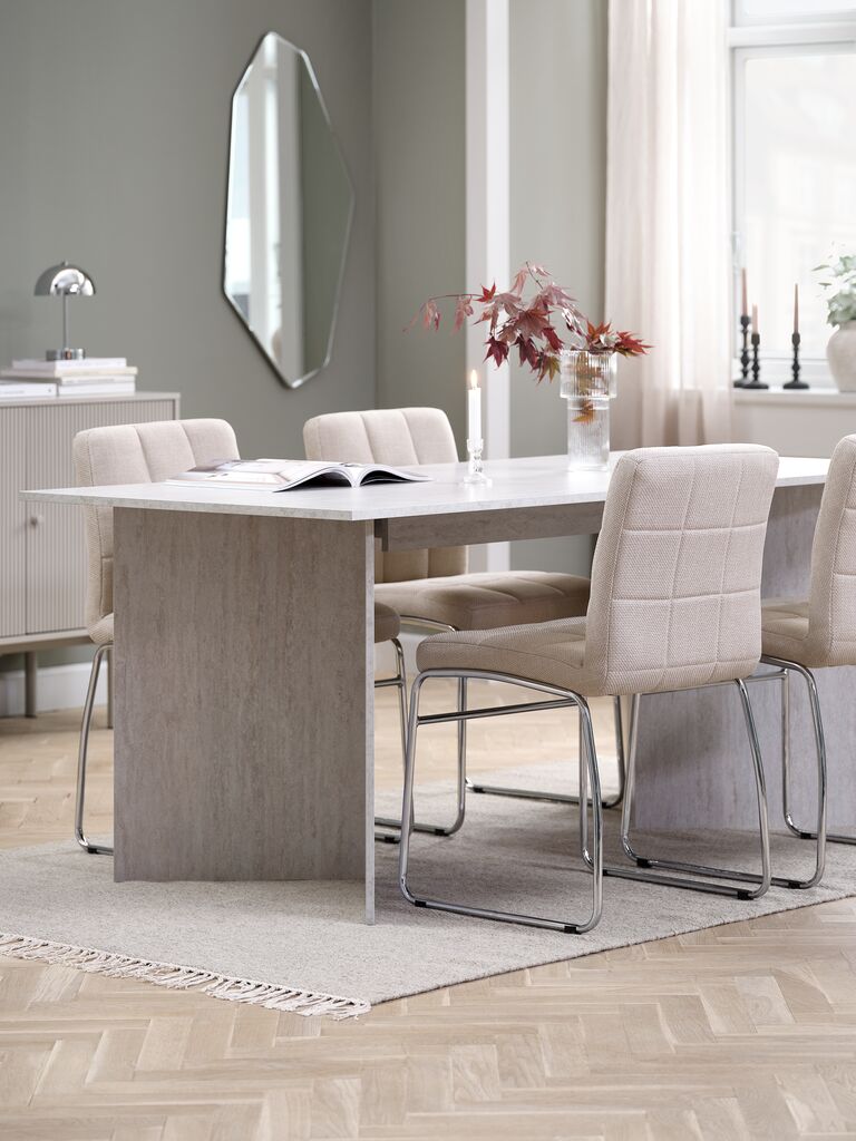 KRONDAL L180 Tisch travertin + 4 HAMMEL Stühle beige