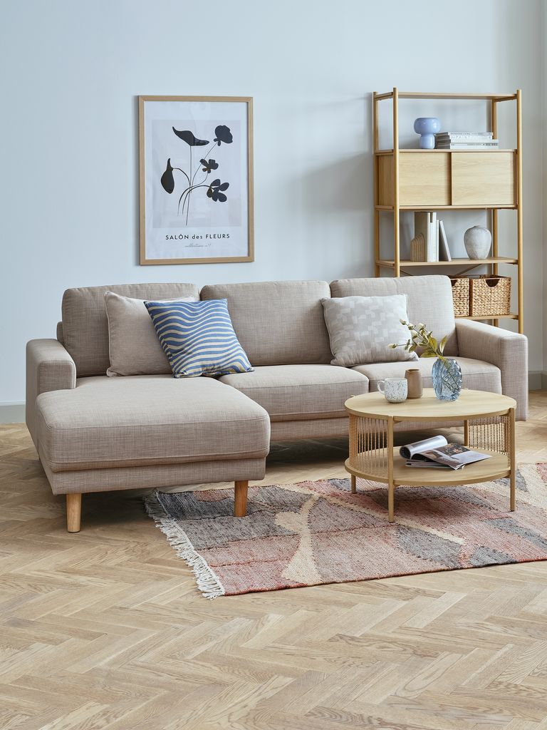Sofa EGENSE Chaiselongue links sand Stoff