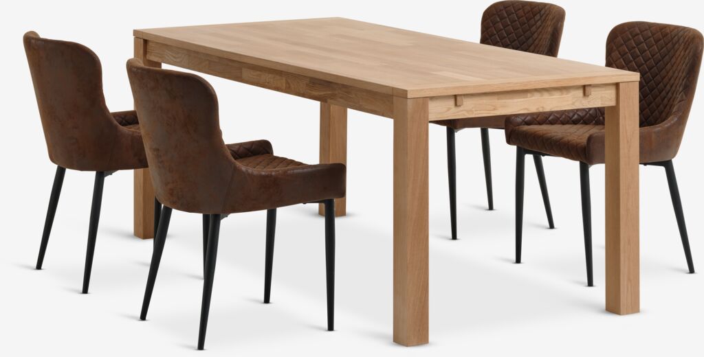 HAGE L190 Tisch Eiche natur + 4 PEBRINGE braun/schwarz