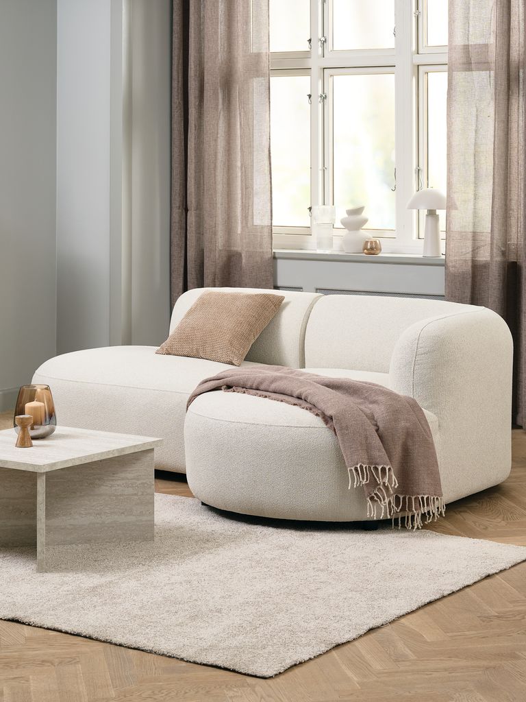 Sofa JYLLINGE Chaiselongue rechts beige Teddystoff