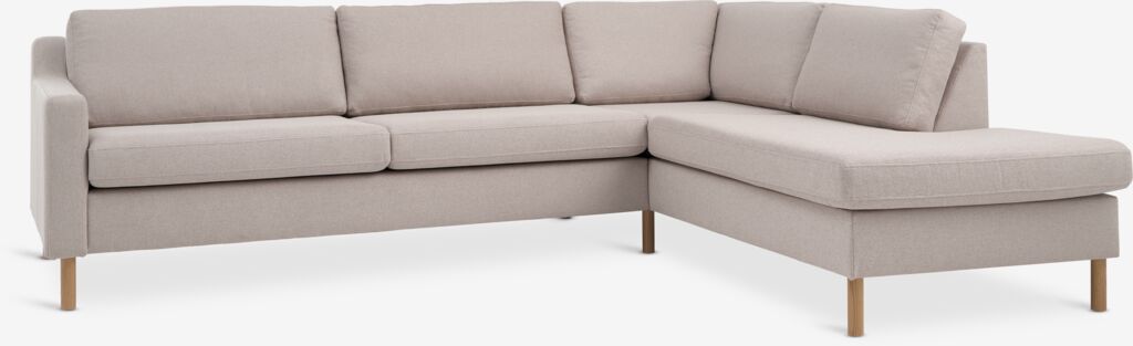 Sofa HELLERUP offenes Ende rechts beige Stoff/Eiche natur